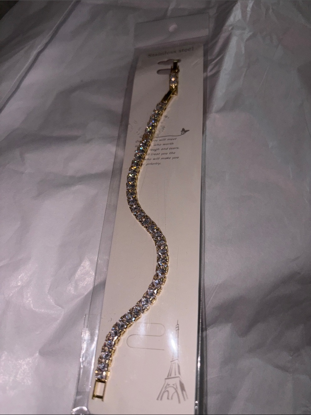 Gold Crystal Tennis Bracelet Stainless steel